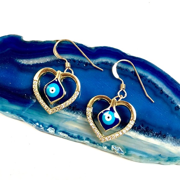 Evil Eye Earrings, Hamsa, Heart, Protection, Boho - Picture 6 of 11